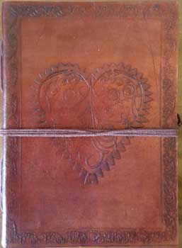 (image for) 5" x 7" Heart leather blank book w/cord