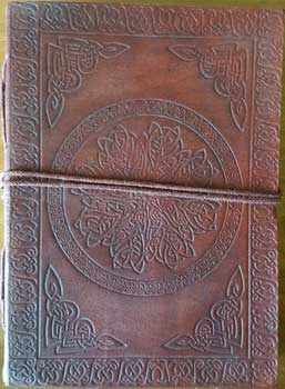 (image for) 5" x 7" Celtic Mandala leather blank book w/cord