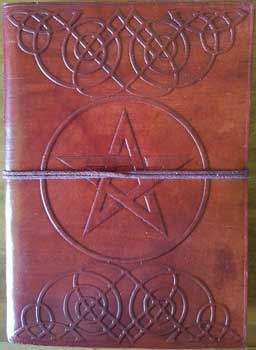 (image for) 5" x 7" Pentagram leather blank book w/cord