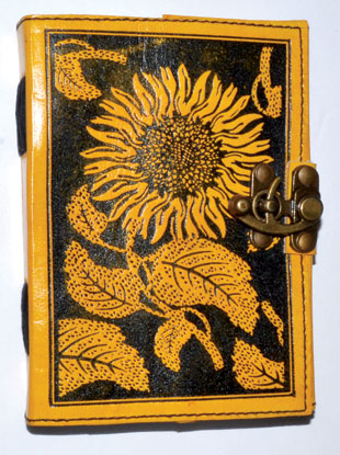 (image for) Sunflower leather blank book w/ latch