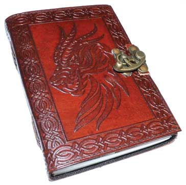 (image for) Celtic Dragon leather blank book w/ latch