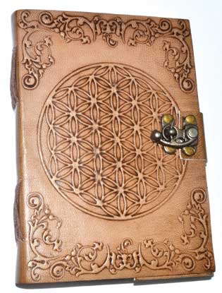 (image for) 5" x 7" Flower of Life Embossed leather w/ latch