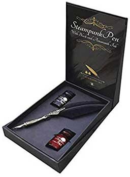 (image for) Steampunk Pen with Black & Amaranth Ink calligraphy set