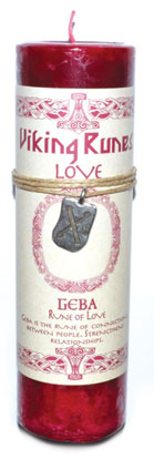 (image for) Love pillar candle with Geba Rune pendant