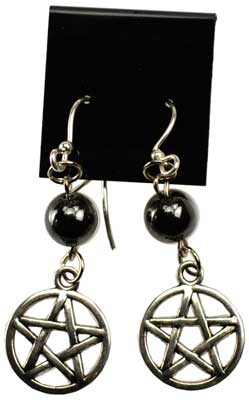 (image for) Hematite Pentagram earrings