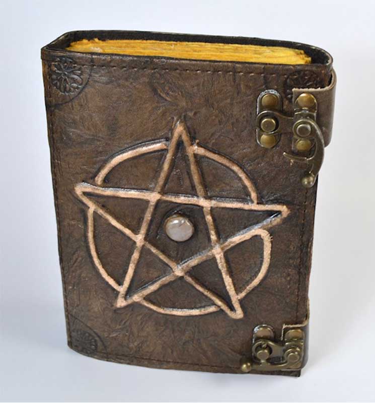 (image for) Pentagram W stone aged looking paper leather w/ latch