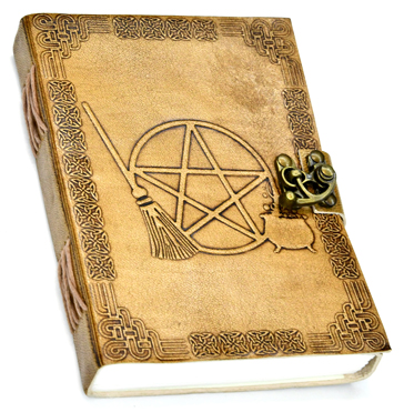 (image for) 5" x 7" Broom Pentagram Embossed leather w/ latch