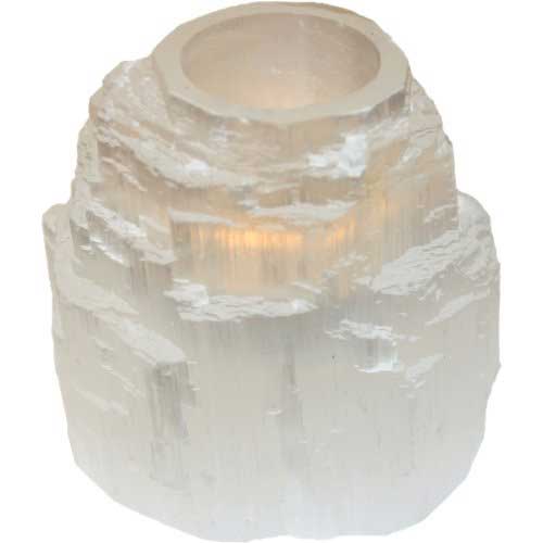(image for) White Tower Selenite tealight candle holder