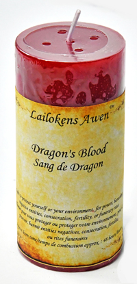 (image for) 4" Dragon's Blood scented Lailokens Awen candle