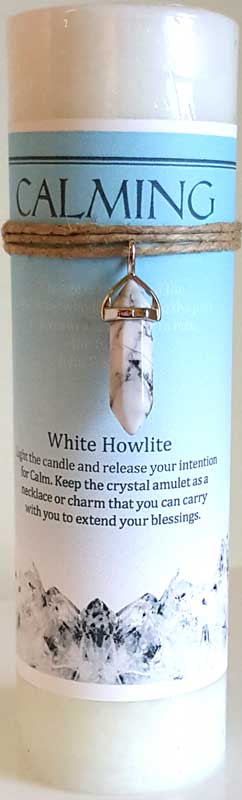 (image for) Calming pillar candle with White Howlite pendant