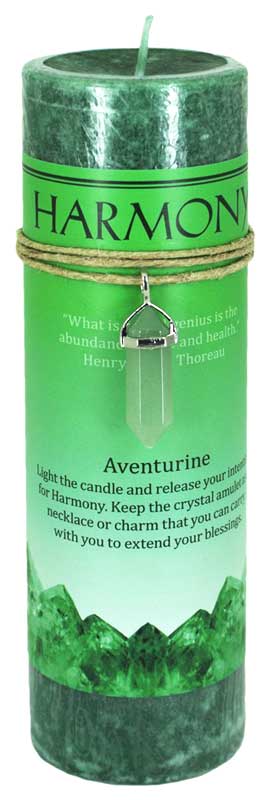 (image for) Harmony pillar candle with Aventurine pendant