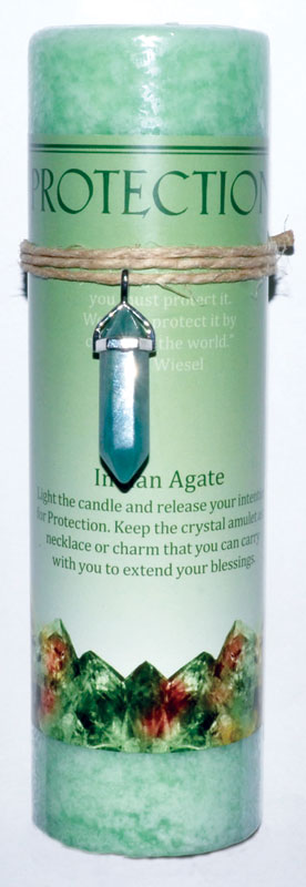 (image for) Protection pillar candle with Indian Agate pendant