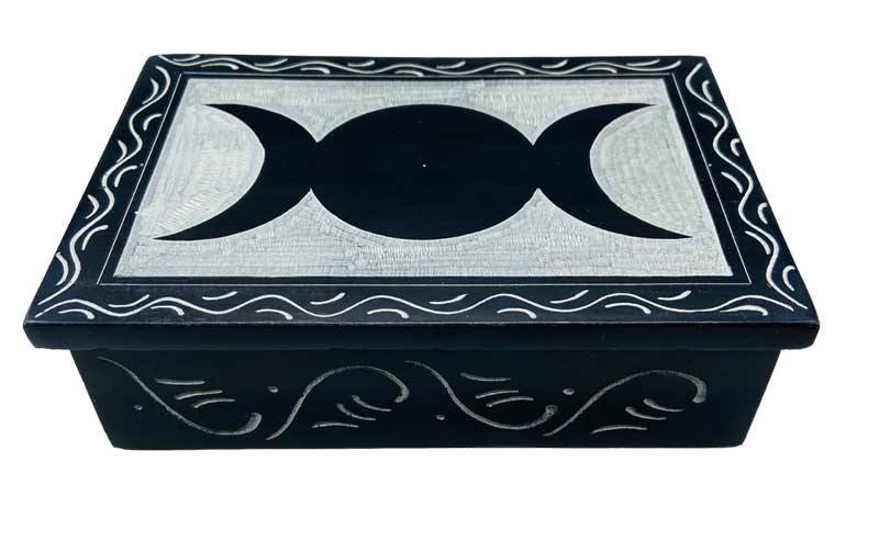 (image for) 4" x 6" Triple Moon soapstone box