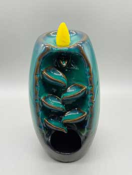(image for) 6 1/2" Blue Ceramic back flow incense burner