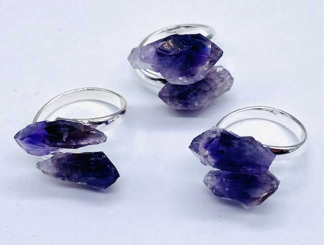 (image for) (set of 3) adjustable Amethyst rings