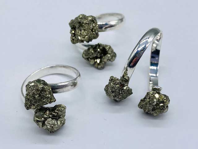 (image for) (set of 3) adjustable Pyrite rings