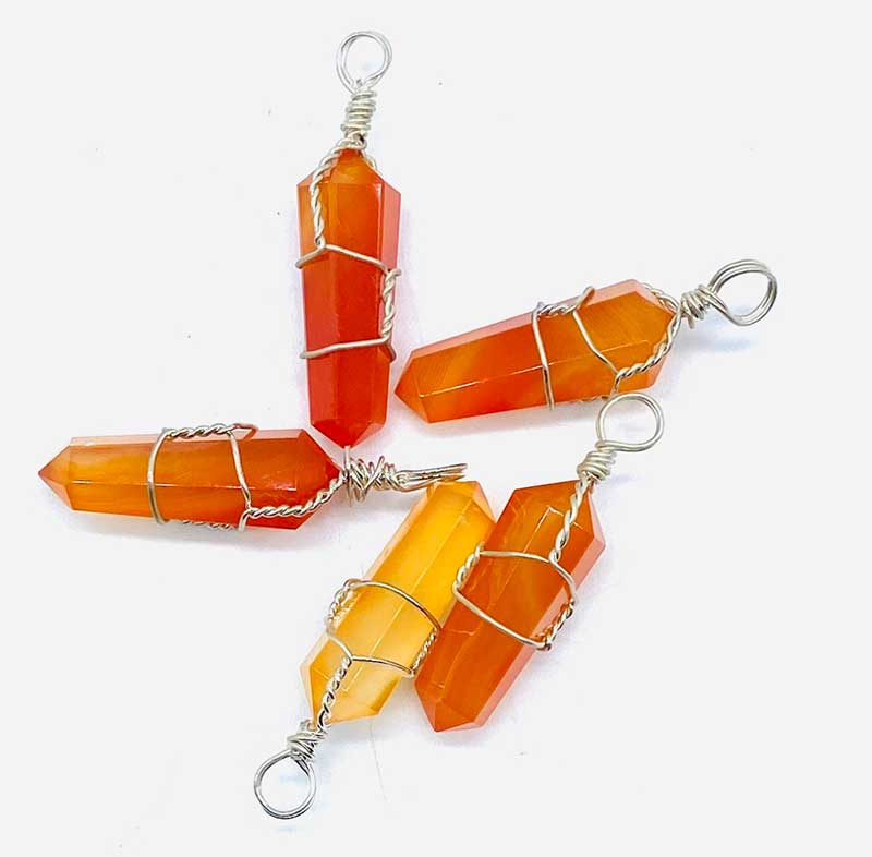 (image for) (set of 5) wire wrapped carnelian point