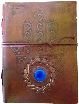 (image for) 5" x 7" Evil Eye Stone Embossed leather w/ cord - Click Image to Close