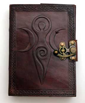 (image for) Maiden Mother Moon leather blank book w/ latch