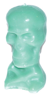 (image for) 5 1/2" Green Skull candle