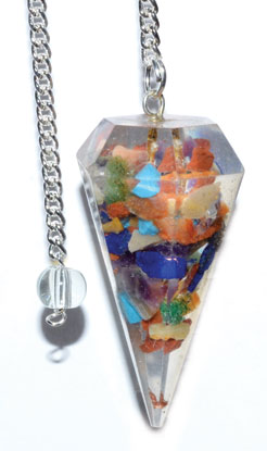 (image for) 6-sided Seven Chakra Orgone pendulum - Click Image to Close