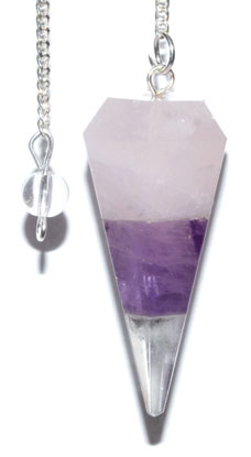 (image for) 6-sided Amethyst & Rose Quartz pendulum