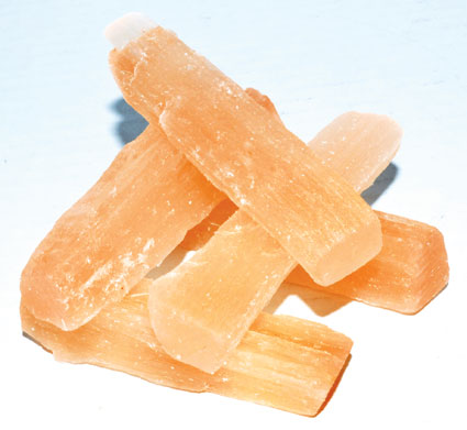 (image for) 3" Orange Selenite mini sticks 5 pk - Click Image to Close
