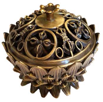 (image for) Lotus incense burner, antique bronze - Click Image to Close