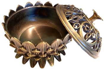 (image for) Lotus incense burner, antique bronze - Click Image to Close