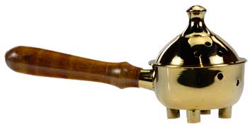 (image for) Wood Handled Brass burner 7" - Click Image to Close