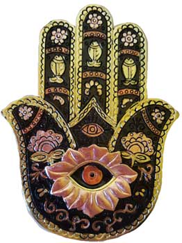 (image for) Gold & Black Hamsa incense burner - Click Image to Close