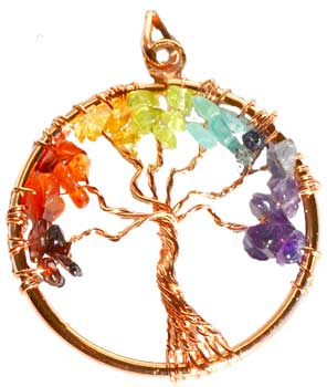 (image for) 7 Chakra Tree of Life pendant copper - Click Image to Close