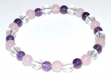 (image for) 6mm Amethyst, Rose Quartz & Quartz bracelet - Click Image to Close