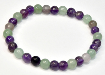 (image for) 6mm Fluorite, Amethyst & Green Aventurine bracelet - Click Image to Close