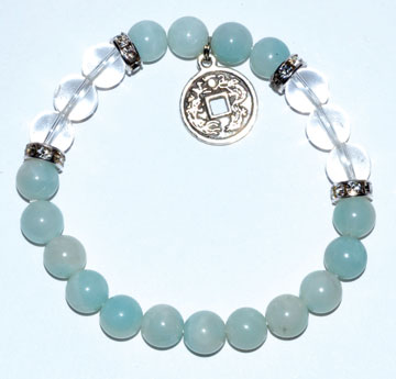 (image for) 8mm Amazonite/ Quartz with Chinese Coin