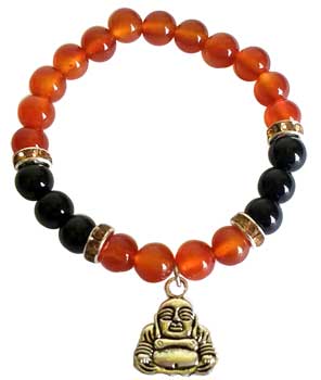 (image for) 8mm Carnelian/ Black Onyx with Buddha - Click Image to Close