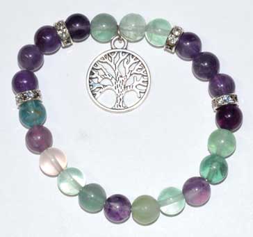 (image for) 8mm Fluorite & Amethyst/ Tree of Life