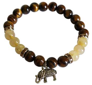 (image for) 8mm Tiger Eye/ Rutilated Quartz with Elephant