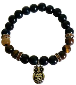 (image for) 8mm Blue & Yellow Tiger Eye with Owl