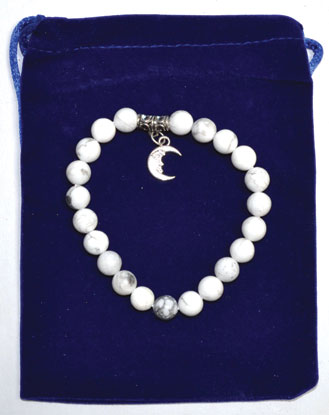 (image for) 8mm Howlite & Cresent Moon bracelet