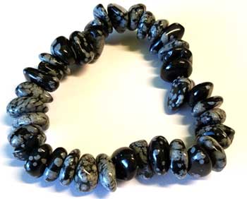 (image for) Snowflate Obsidian gemstone bracelet stretch