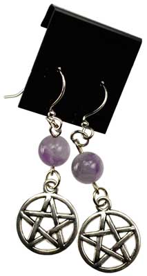 (image for) Amethyst Pentagram earrings - Click Image to Close