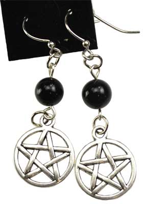 (image for) Black Onyx Pentagram earrings - Click Image to Close