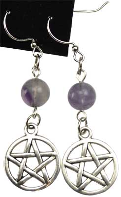 (image for) Fluorite Pentagram earrings