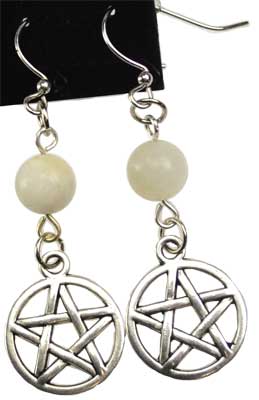 (image for) Moonstone Pentagram earrings