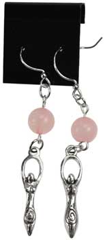 (image for) Rose Quartz Goddess earrings