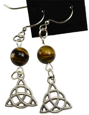 (image for) Tiger's Eye Triquetra earrings