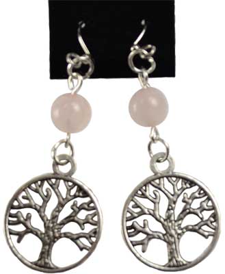 (image for) Rose Quartz Tree of Life earrings