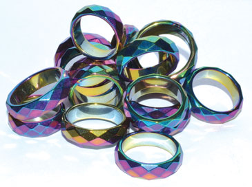 (image for) Rainbow Magnetic Hematite Faceted rings (50/bag)