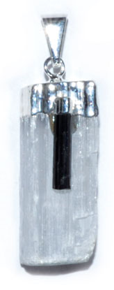 (image for) Selenite W/ Tourmaline pendant - Click Image to Close